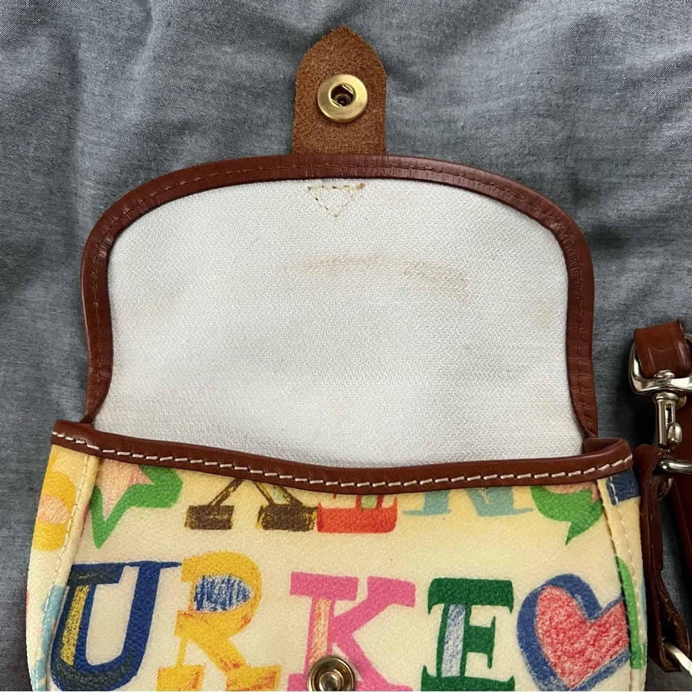 Vintage Y2K Multicolor Graphic Dooney & Bourke Wristlet w/ Brown Trim